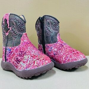 Roper Kids Cowboy Boots Girls 3 Infants Glitter Aztec Pink Southwest Western